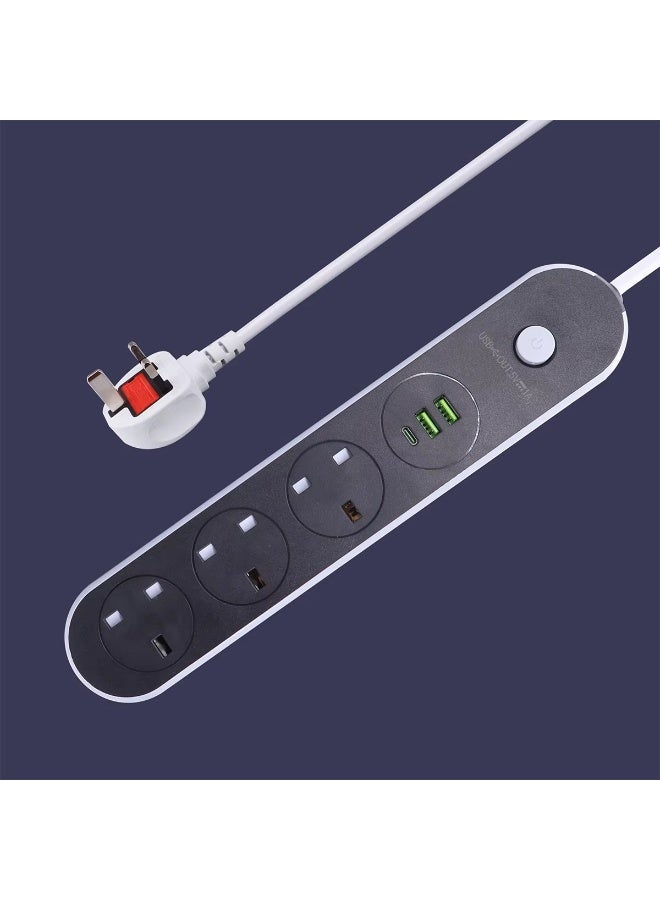 باور ماكس وصل حديثًا: مقبس تمديد كهربائي بريطاني بثلاثة منافذ USB، سلك تمديد بثلاثة مخارج وثلاثة منافذ USB. - Image 1